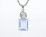 spiral silver necklace - Blue topaz
