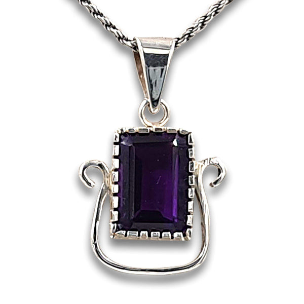 925 sterling silver Artisan pendant - Amethyst