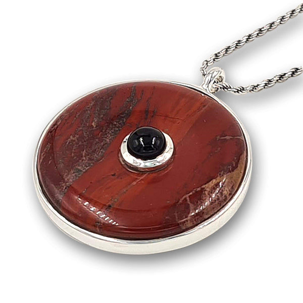 Red Jasper and Garnet pendant-Agat Art Design LTD-45,50,55,onyx,silver,STONE,tiger eye