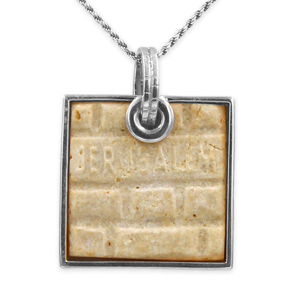 Western Wall silver pendant - Gold Jerusalem stone
