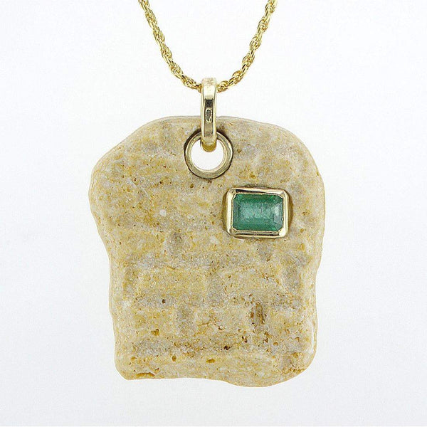 western Wall pendant - Gold Jerusalem stone