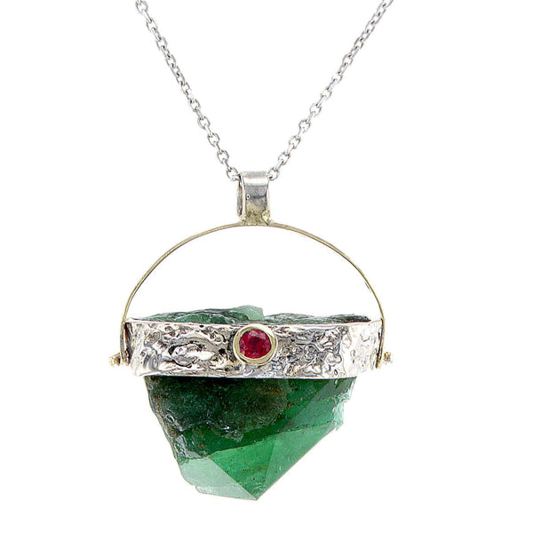 Raw emerald pendant