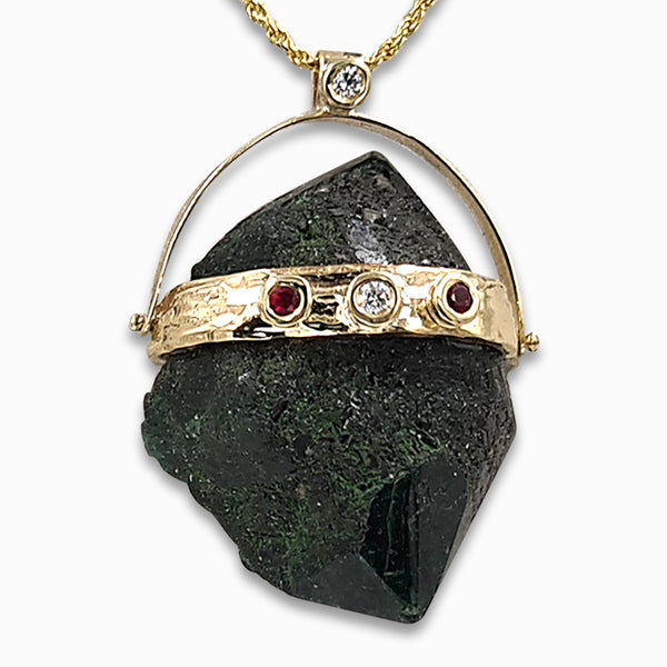 תליון אמרלד גולמי זהב 14 קראט