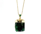 Raw Emerald 14K gold pendant
