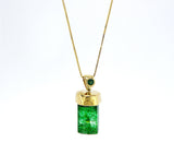 Genuine Raw Emerald 14K gold pendant